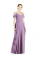 Low Back Dark Lavender Soft Chiffon Off the Shoulder Long Sleeveless Semi Formal Evening Dress / Bridesmaid Dress Norwich