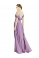 Low Back Dark Lavender Soft Chiffon Off the Shoulder Long Sleeveless Semi Formal Evening Dress / Bridesmaid Dress Norwich