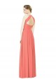 Keyhole Back Coral Soft Chiffon Halter Neck Long Sleeveless Bridesmaid Dress Norwich
