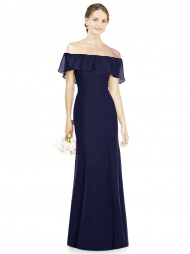 Trumpet Soft Chiffon Off the Shoulder Long Sleeveless Bridesmaid Dress Norwich