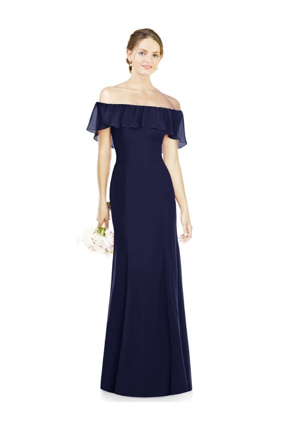 Trumpet Soft Chiffon Off the Shoulder Long Sleeveless Bridesmaid Dress Norwich