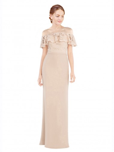 Soft Chiffon & Lace Off the Shoulder Long Sleeveless Prom Dress / Bridesmaid Dress Norwich
