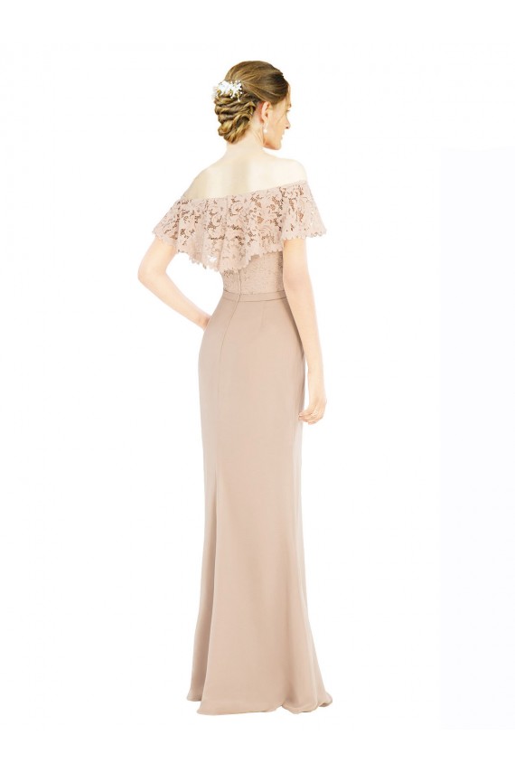 Soft Chiffon & Lace Off the Shoulder Long Sleeveless Prom Dress / Bridesmaid Dress Norwich