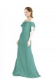 Icelandic Silver Soft Chiffon Off the Shoulder Long Sleeveless Bridal Party Dress Norwich