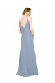 Dusty Blue Chiffon Spaghetti Straps Long Sleeveless Bridesmaid Dress / Evening Dress Norwich