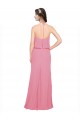 Low Back Skin Pink Soft Chiffon Halter Neck Long Sleeveless Bridesmaid Dress Norwich