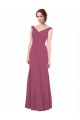 Mauve Taupe Soft Chiffon V-Neck Long Sleeveless Bridesmaid Dress Norwich
