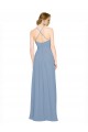Open Back Dusty Blue Chiffon Halter Neck Long Sleeveless Bridesmaid Dress / Evening Dress Norwich