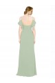 Low Back Smoke Green Lxue Chiffon Off the Shoulder Long Sleeveless Bridesmaid Dress Norwich