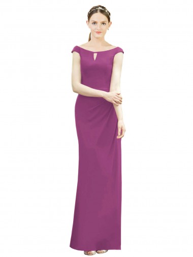 Wild Berry Soft Chiffon Boat Neck Long Sleeveless Bridesmaid Dress Norwich