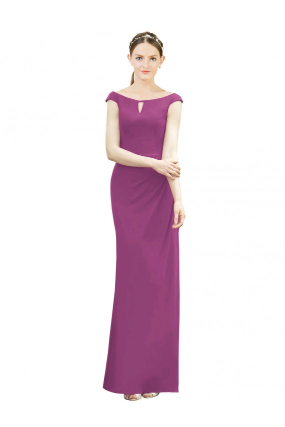 Wild Berry Soft Chiffon Boat Neck Long Sleeveless Bridesmaid Dress Norwich