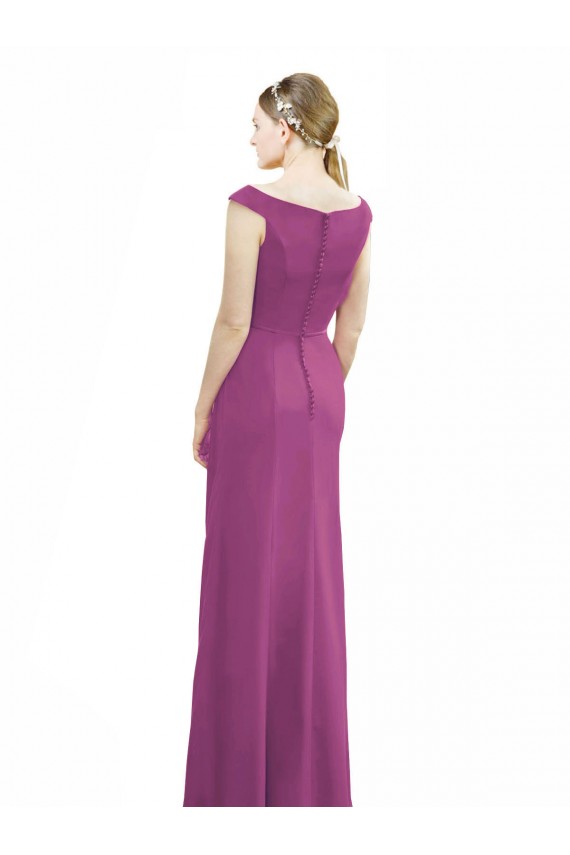 Wild Berry Soft Chiffon Boat Neck Long Sleeveless Bridesmaid Dress Norwich