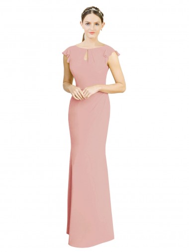 Soft Chiffon Boat Neck Long Cap Sleeves Formal Dress / Bridesmaid Dress Norwich