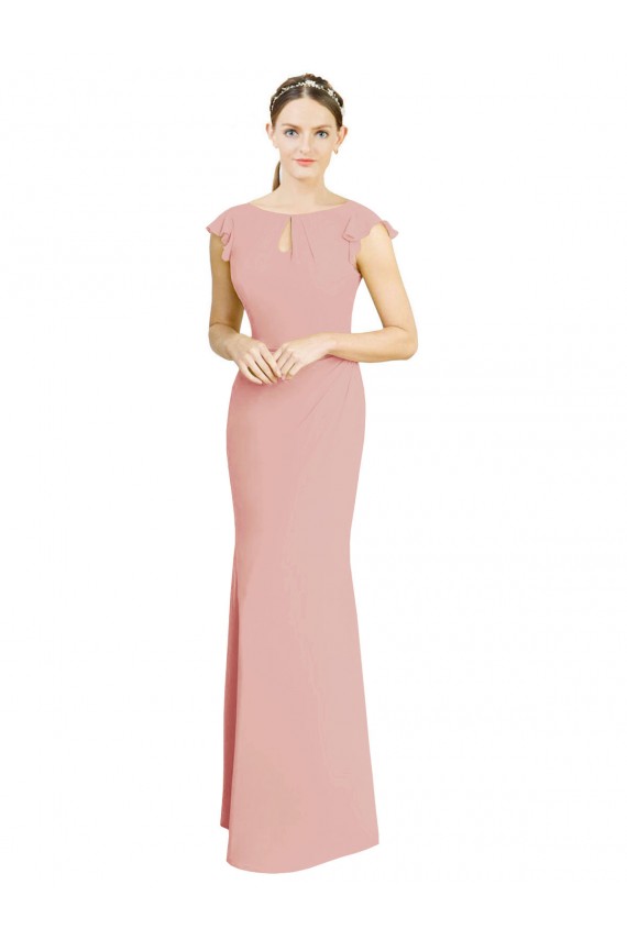 Soft Chiffon Boat Neck Long Cap Sleeves Formal Dress / Bridesmaid Dress Norwich