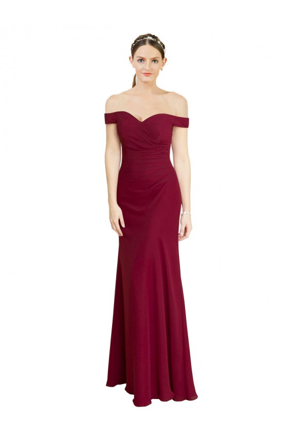 Soft Chiffon Off the Shoulder Long Sleeveless Black Tie Prom Dress / Bridesmaid Dress Norwich