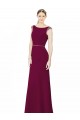 Low Back Burgundy Soft Chiffon Boat Neck Long Sleeveless Bridesmaid Dress Norwich