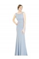 Low Back Light Sky Blue Soft Chiffon Boat Neck Long Sleeveless Bridesmaid Dress Norwich