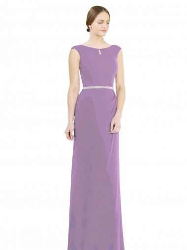 Low Back Soft Chiffon Boat Neck Long Sleeveless Formal Dress / Bridesmaid Dress Norwich