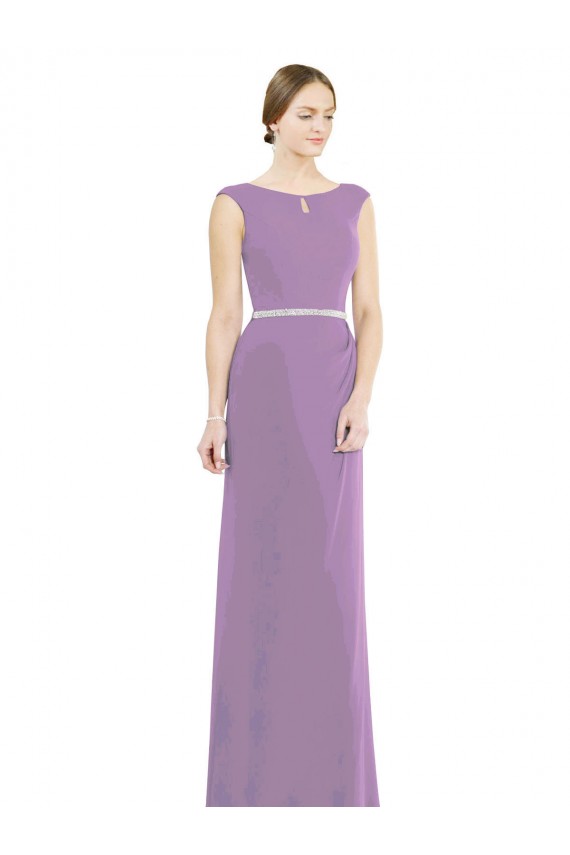 Low Back Soft Chiffon Boat Neck Long Sleeveless Formal Dress / Bridesmaid Dress Norwich