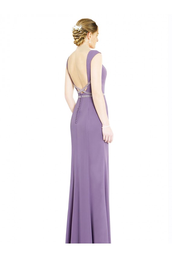 Low Back Soft Chiffon Boat Neck Long Sleeveless Formal Dress / Bridesmaid Dress Norwich