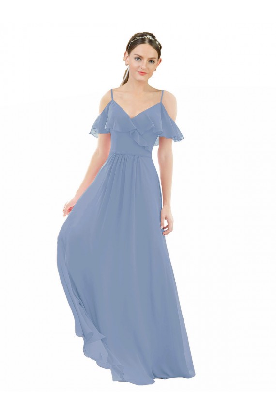 Lxue Chiffon V-Neck Long Cap Sleeves Bridesmaid Dress Norwich