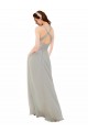 Open Back Silver Soft Chiffon Spaghetti Straps Long Sleeveless Bridesmaid Dress Norwich