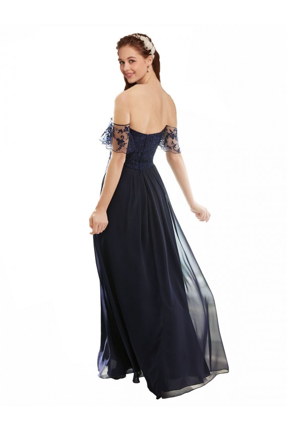 Soft Chiffon & Lace Off the Shoulder Long Cap Sleeves Formal Dress / Bridesmaid Dress Norwich