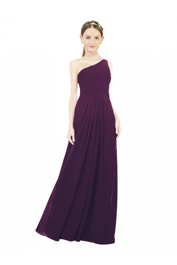 Grape Chiffon One Shoulder Long Sleeveless Bridal Party Dress / Evening Dress Norwich