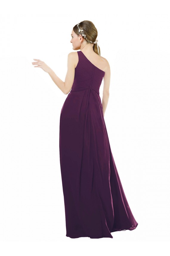 Grape Chiffon One Shoulder Long Sleeveless Bridal Party Dress / Evening Dress Norwich
