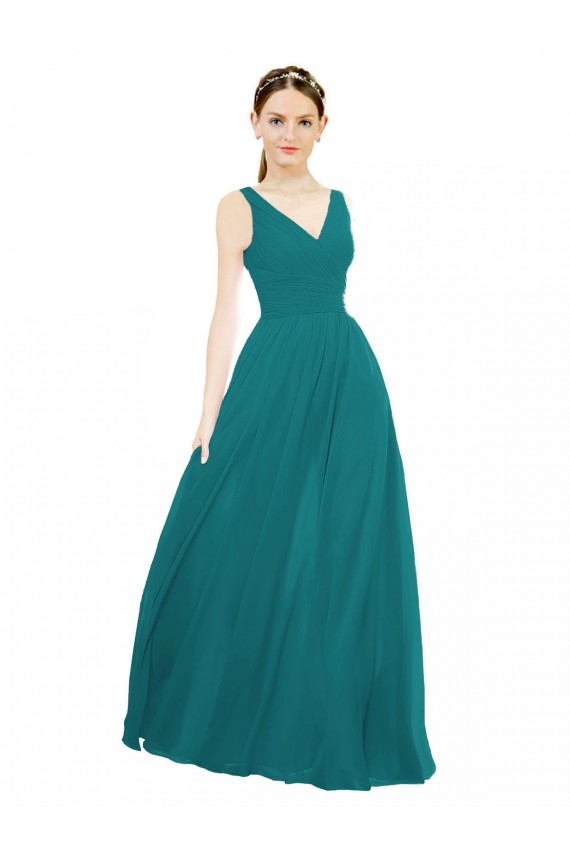 Hunter Chiffon V-Neck Long Sleeveless Bridesmaid Gowns Norwich