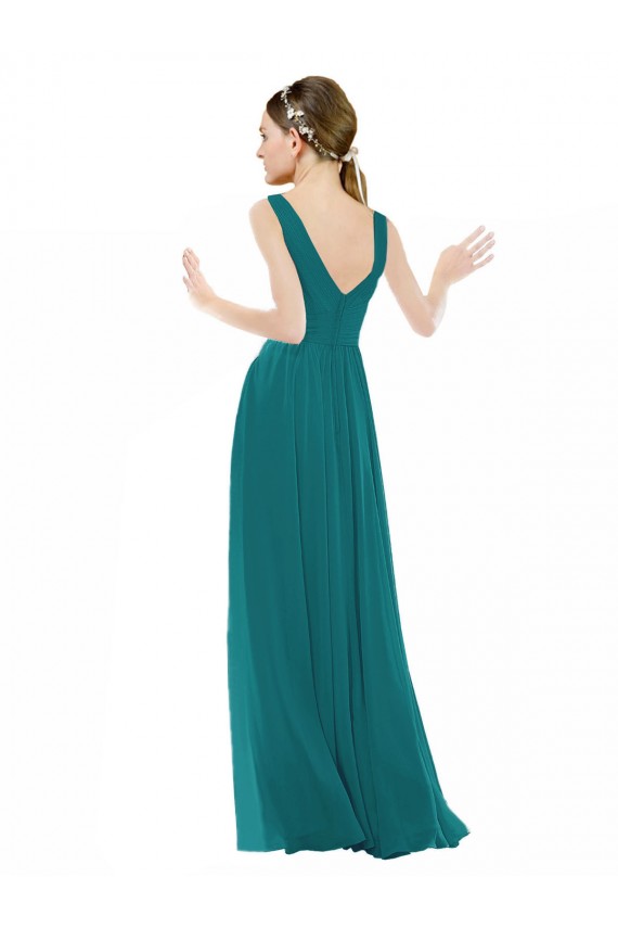 Hunter Chiffon V-Neck Long Sleeveless Bridesmaid Gowns Norwich
