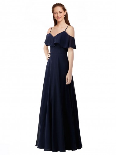 A-Line Soft Chiffon Off the Shoulder Long Sleeveless Bridesmaid Dress Norwich