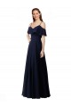 A-Line Soft Chiffon Off the Shoulder Long Sleeveless Bridesmaid Dress Norwich