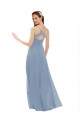 Keyhole Back Soft Chiffon & Lace Spaghetti Straps Long Sleeveless Bridesmaid Dress Norwich