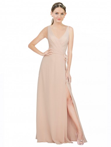 Luxe Chiffon V-Neck Long Sleeveless Bridesmaid Dress / Evening Dress Norwich