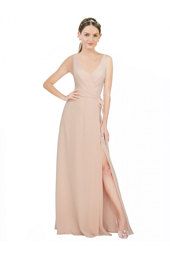 Luxe Chiffon V-Neck Long Sleeveless Bridesmaid Dress / Evening Dress Norwich