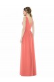 V-Back Coral Soft Chiffon V-Neck Long Sleeveless Bridesmaid Dress Norwich