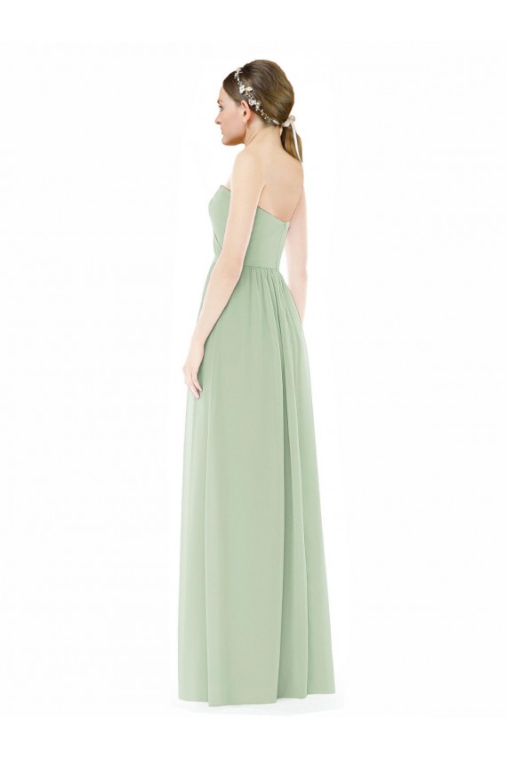 Low Back Sage Soft Chiffon Sweetheart Long Sleeveless Semi Formal Evening Dress / Bridesmaid Dress Norwich