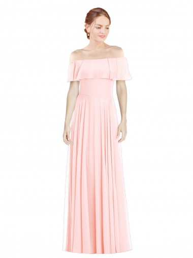 Soft Chiffon Off the Shoulder Long Sleeveless Formal Bridesmaid Dress Norwich