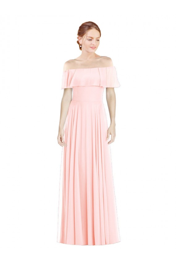 Soft Chiffon Off the Shoulder Long Sleeveless Formal Bridesmaid Dress Norwich