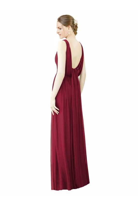 V-Back Burgundy Soft Chiffon V-Neck Long Sleeveless Bridesmaid Dress / Formal Dress Norwich
