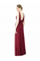 V-Back Burgundy Soft Chiffon V-Neck Long Sleeveless Bridesmaid Dress / Formal Dress Norwich