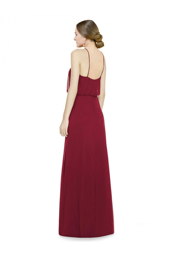 Open Back A-Line Soft Chiffon Halter Neck Long Sleeveless Bridesmaid Dress Norwich
