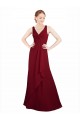 Burgundy Chiffon V-Neck Long Sleeveless Bridesmaid Dress / Evening Dress Norwich