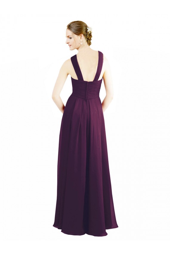 Grape Soft Chiffon Halter Neck Long Sleeveless Bridesmaid Dress Norwich