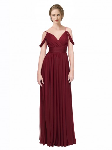 Low Back Chiffon Off the Shoulder Long Sleeveless Bridesmaid Dress / Evening Dress Norwich