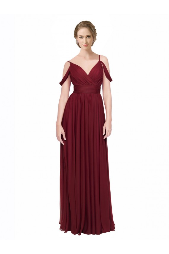 Low Back Chiffon Off the Shoulder Long Sleeveless Bridesmaid Dress / Evening Dress Norwich