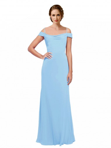 Periwinkle Soft Chiffon Off the Shoulder Long Sleeveless Bridesmaid Dress Norwich