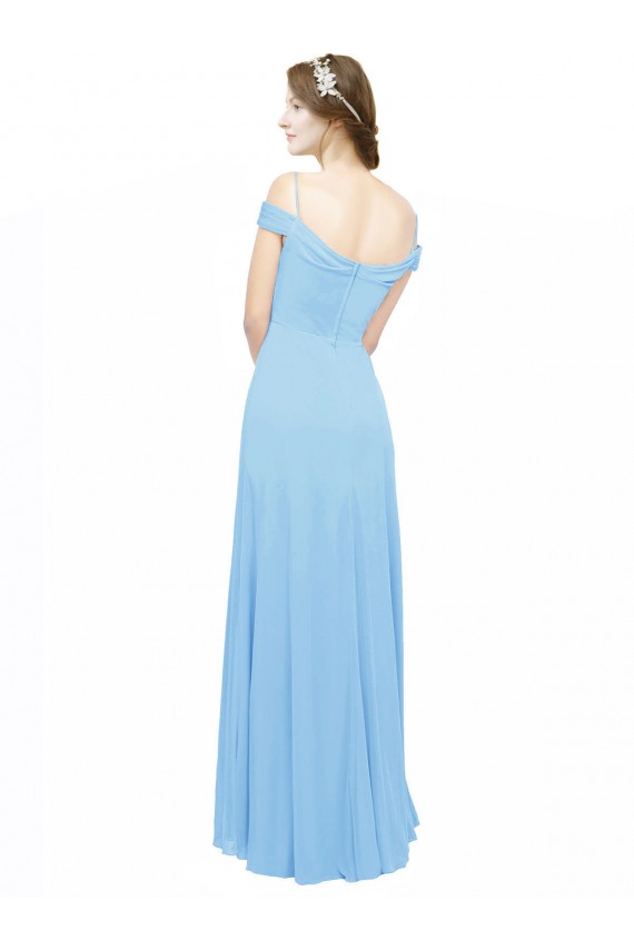 Periwinkle Soft Chiffon Off the Shoulder Long Sleeveless Bridesmaid Dress Norwich