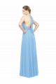 Low Back Periwinkle Soft Chiffon Halter Neck Long Sleeveless Bridesmaid Dress Norwich